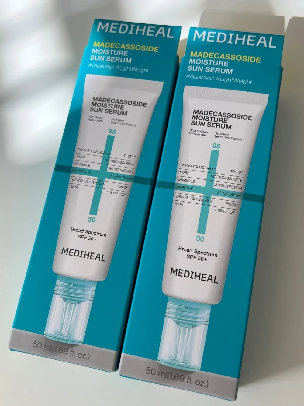 MEDIHEAL Madecassoside Moisture Sun Serum US FORMULA - Bundle of 2